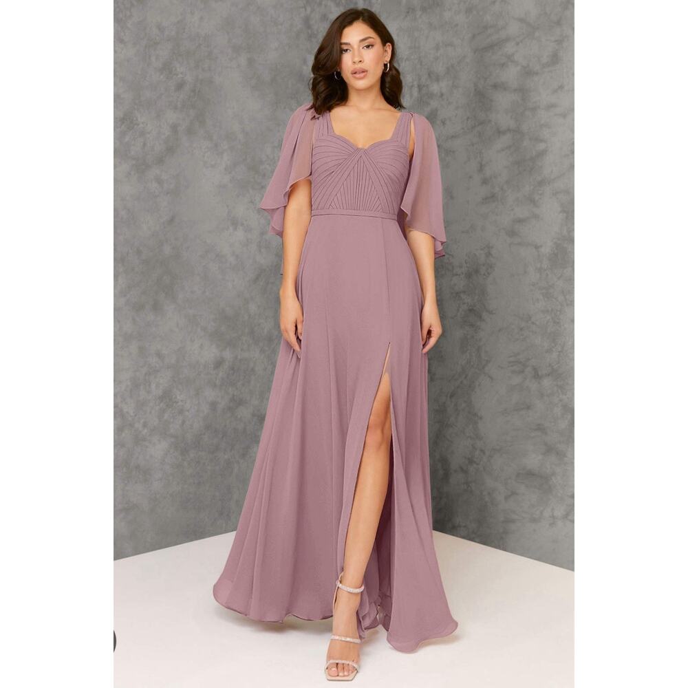 Azazie Adelina Vintage Dusty Rose Bridesmaid Dress Women's Custom Size 4 Mauve